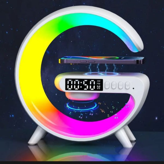 G11 G Shape Bluetooth Speaker Multifunctional Lamp Digital Alarm Wirless Charging Memory Card Supported